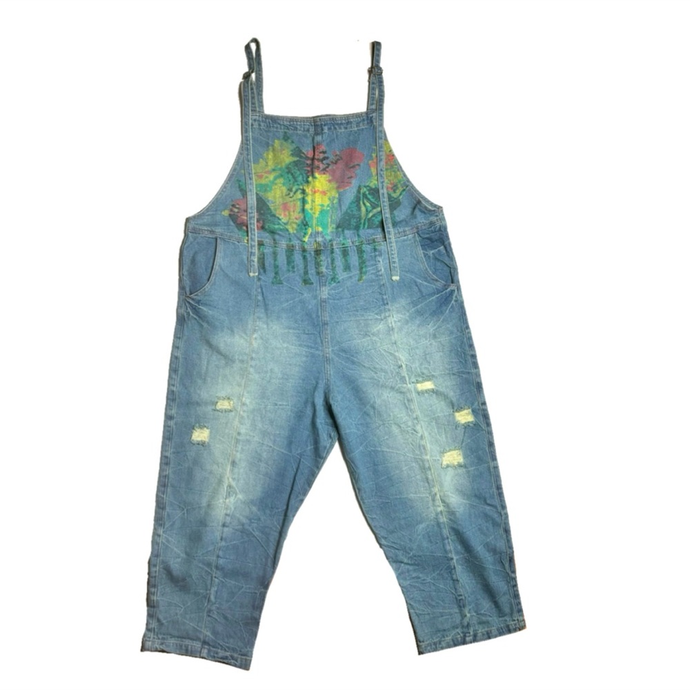 Monthorigin Oversized Bib Painted BoHo Overalls